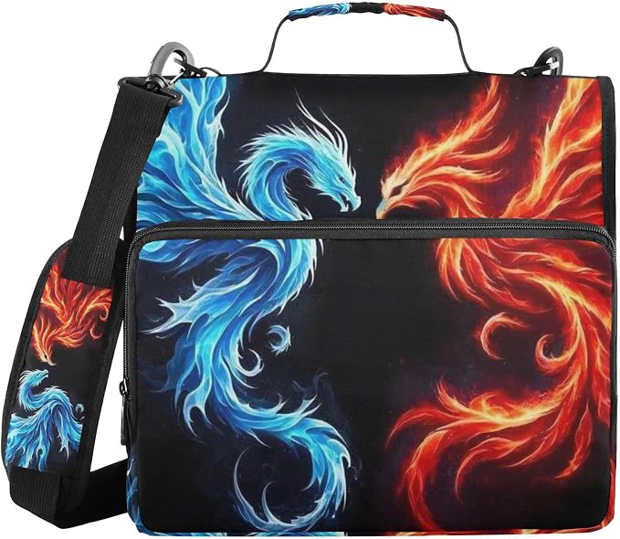 Dragon Phoenix 3 Ring Binder Bag 1.5 inch Binder Organizer with Zipper Shoulder Strap 500 Sheet Documents Storage for School Office