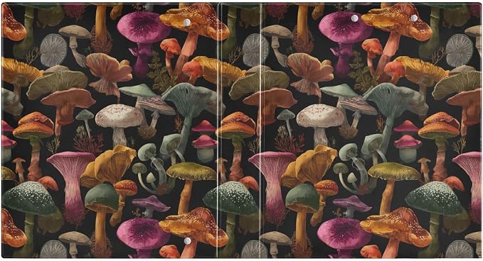 Black Bg Various Mushrooms Binder 3 Ring 1.5 Inch Binder with Clipboard&Pockets, Hardcover Binders Heavy Duty Large File Folder for Office School Supplies - Holds 200 Sheets