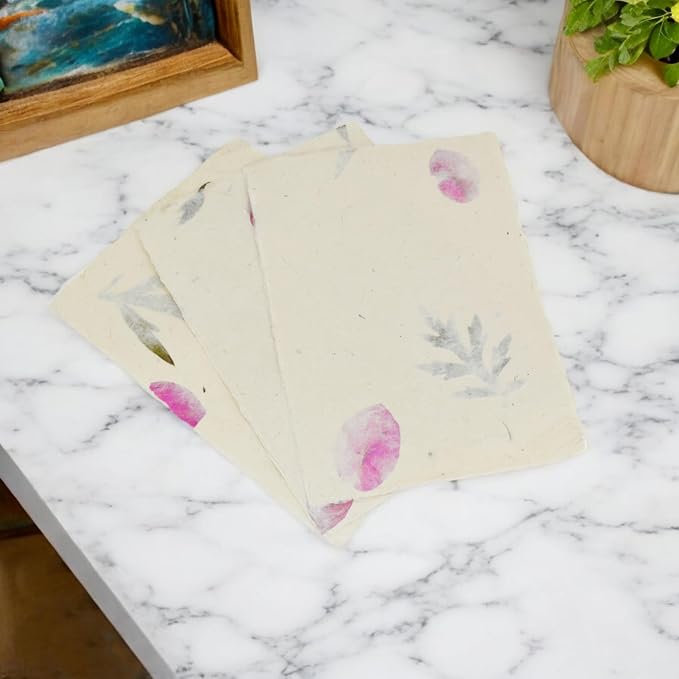 Handmade Lokta Card Stock 5x7 Deckle Edge, Forest Wanderer (50 Sheets) | Kathmandu Valley Co. pressed flowers & leaves, decorative stationery, DIY wedding invitations, thank you notes, made in Nepal