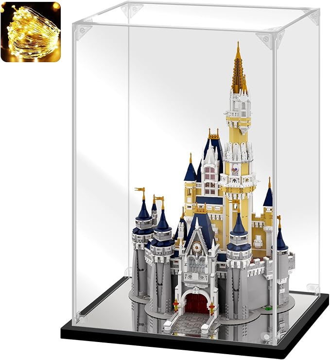 Acrylic Display Case for Collectibles Assemble Acrylic Display Box for Lego 71040 Castle Model Toys Clear Acrylic Case for Display Trophy Bearbrick Figures(Black,20.1*14.2*30.7 inch)