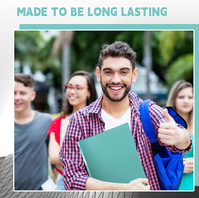 Henoyso 12 Pcs 1.5 Inch 3 Ring Binders, Letter Size,Teal | Binders Bulk, Holds 350 Sheets, Round Rings, Durable Flexible PP Plastic Covers, Pockets Labels, School Office Supplies