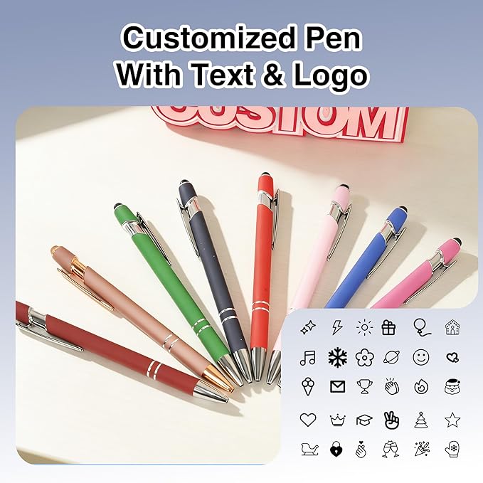 CRME Ballpoint Pen 2-in-1 Stylus Bulk Custom Pens Personalized Engraved Metal Pens with Name Text Logo for Business Writing Marketing Customizable Pen Engraving Pen Gift Coworkers Office Supplies