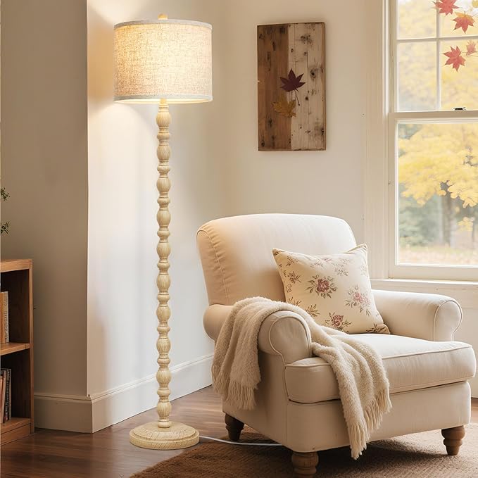 Luvkczc 62" Floor Lamps for Living Room, Adjustable Color Temperature Standing Lamp, Vintage Farmhouse Floor Lamp with Rotary Switch, Rustic Resin Tall Lamps for Living Room, Bedroom, Office, Corner