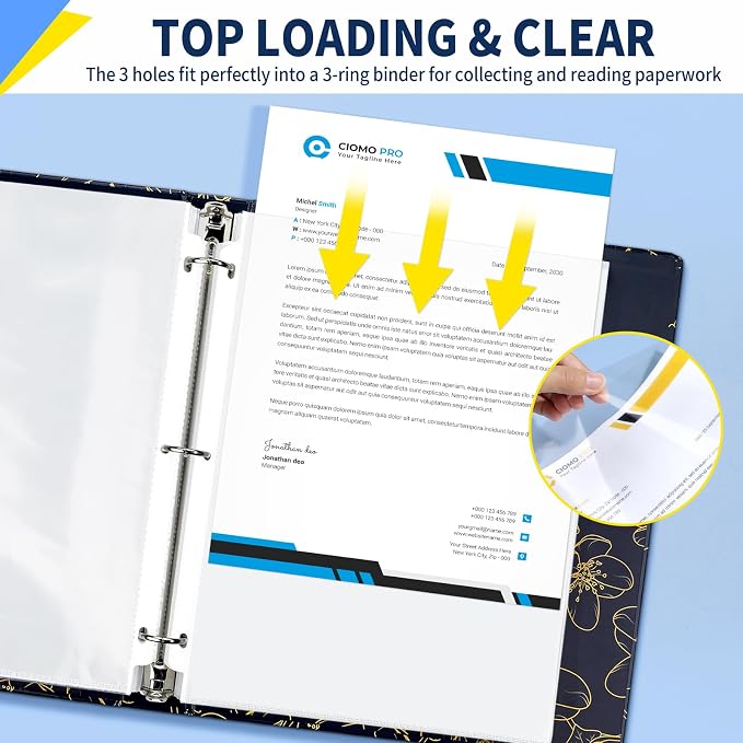 SUNEE Sheet Protectors 200 Packs for 3 Ring Binder, PVC-Free Clear Page Protectors 8.5x11 Inches Plastic Cover for Paper, Documents, Photos, Top Loading Binder Sleeves Letter Size