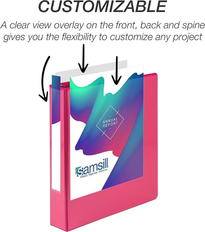 Samsill Durable 1.5 inch 3 Ring Binder, D Ring Binder, 100% Recycled Chipboard, Fashion Assortment, 12 Pack