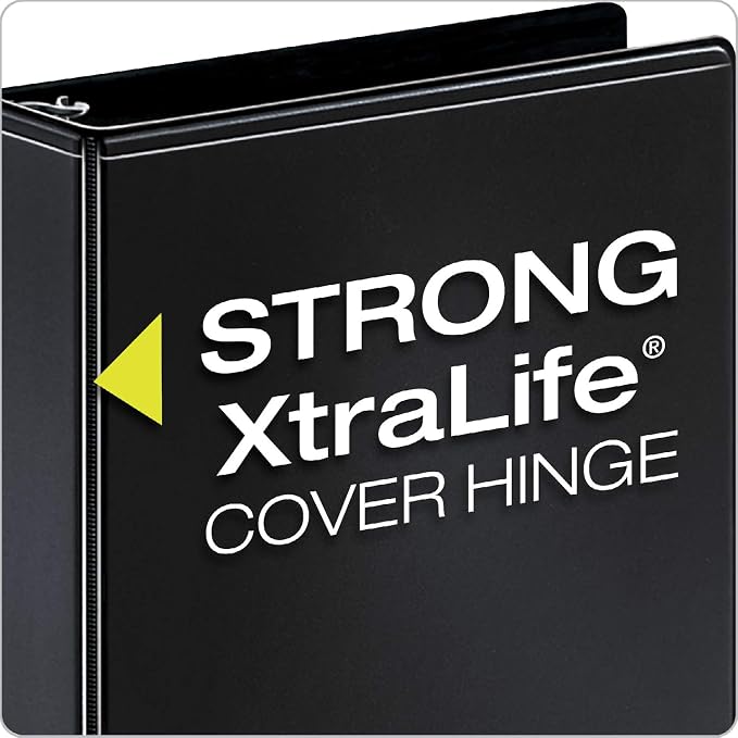 Cardinal Economy 3-Ring Binders, 4", Slant-D Rings, Holds 835 Sheets, ClearVue Presentation View, Non-Stick, Black, Case of 6 (90780)