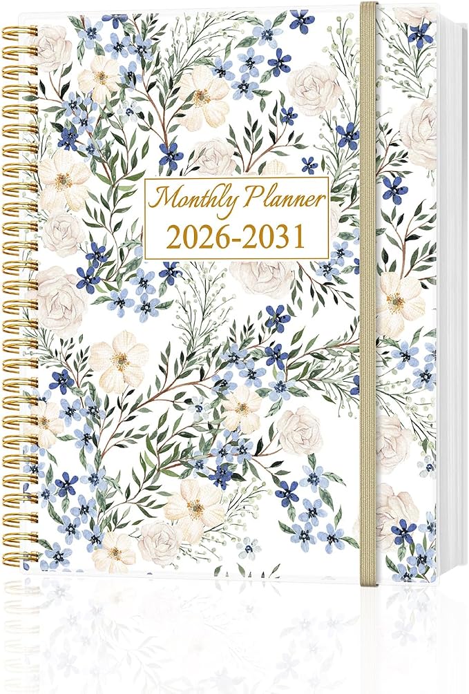 2026-2031 Monthly Planner - 60 Month PLanner Calendar from August 2026 to June 2031, 5 Year Planner 2026-2031 with Flexible Cover, Inner Pocket, Perfect for Home | School | Office, 8.5" x 11", Crushed Flower