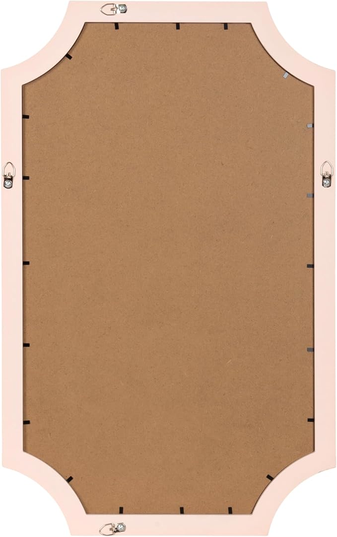 Kate and Laurel Holbrook Glam Framed Scallop Fabric Pinboard, 15 x 24, Pink, Decorative Modern Scalloped Bulletin Board for Use as Vision Board or Wall Organization