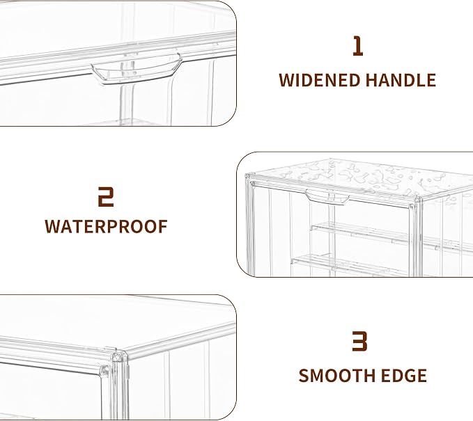 4 Layer Stackable Acrylic Figure Case for Collectibles Display Box,3 Pack | Removable Adjustable Partitions & Magnetic Door,Interlocking Stable Design,Dustproof Cover for Figurine Storage