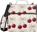 Cherry Pink Bow Cherries Zipper Binder Bag 3 Ring Binder with Shoulder Strap Zip Up 500 Sheets Capacity Multi Pockets for School Office Supplies