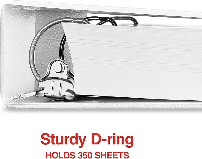 Staples 1 1/2" 3-Ring View Binder, D-Ring, White, 4/Pack
