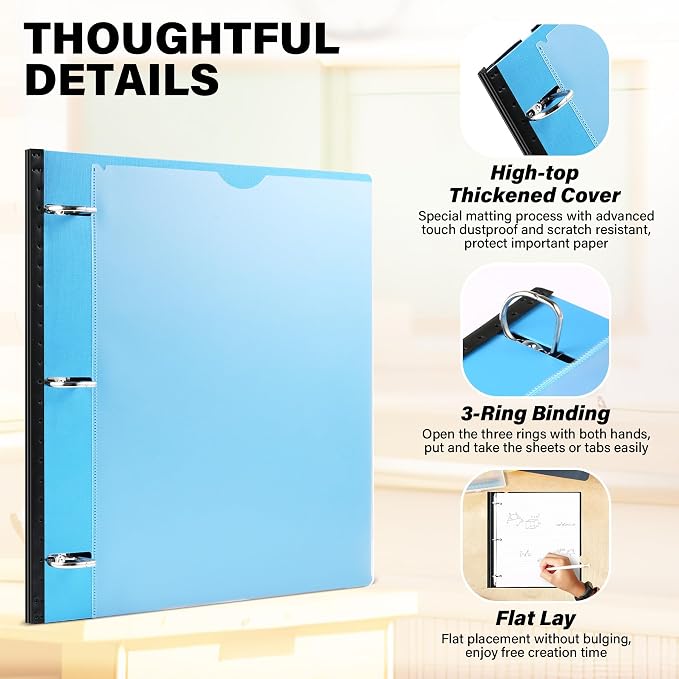 1 Inch Telescoping 3 Ring Binder-12PCS, Flexible Binder with Customized Front Cover, Holds 8.5x11 Paper, School Office Supplies, 4 Colors