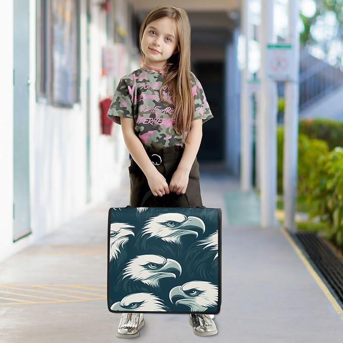 Custom Eagles Head 3 Ring Binder Bag 1.5 inch Personalized Name Binder Organizer 500 Sheet Documents Storage for School Office