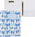 Custom Blue Ribbon Bows Personalized 3 Round Ring Binders | 1.5 Inch Binder with Clipboard, PVC Pockets, Work Organizer, Holds 200 Sheets for School Office 1 Pack