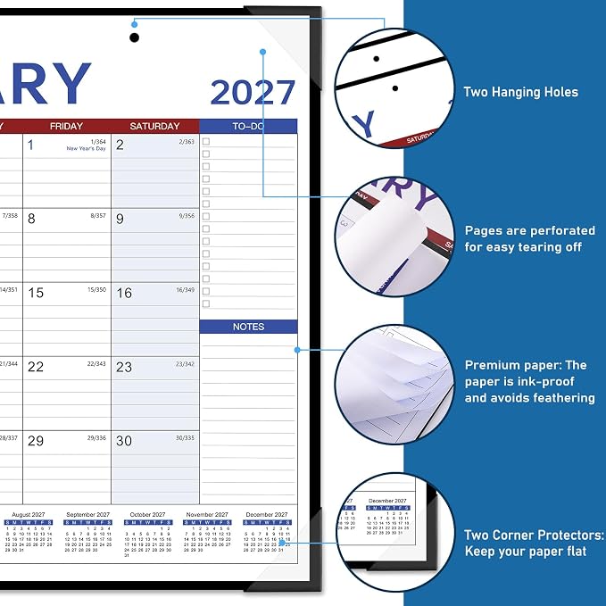 2027 Calendar - 2027 Desk Calendar, 22" x 17", Jan.2027 - Dec.2027