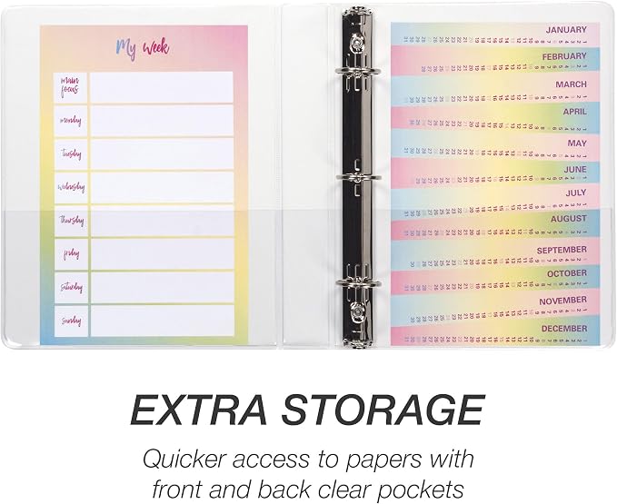 Samsill Durable 1 Inch Mini 3 Ring Binder, Round Ring Binder, Holds 5.5 x 8.5 Inch Documents, Customizable Cover, 1" View, Single, White