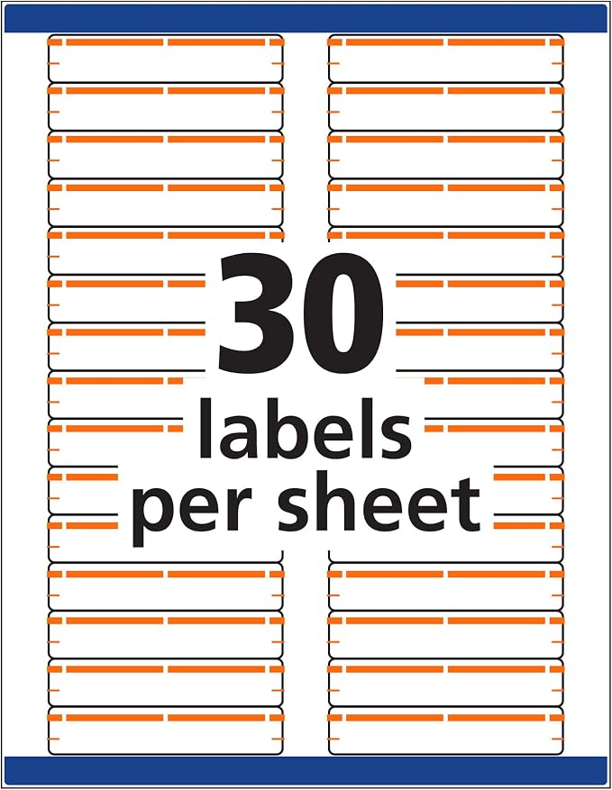 Avery® TrueBlock® File Folder Labels, 2/3" x 3-7/16", 750 Printable Labels, White/Orange, Permanent (5166)