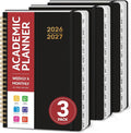 Taja 3 Pack Planner 2026-2027, Jul 2026-Jun 2027 Monthly & Weekly Planner | 6.3" x 8.5", Hardcover Academic Calendar for Women & Men, Teacher Student Planning Book for Office School Supplies, 3 Black