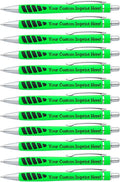 ExpressDesigns™ - Your Name or Imprint on our Custom Printed Addison Ballpoint Pen - Rubber Grip For Writing Comfort And Control, black ink, medium point - 12 Pack (Neon Green)