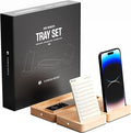 COREMINDED Modular Office Desk Organizer Tray Set - Solid Wood Desk Tray with Felt Lining - Desktop Organizer Wood Desk Accessories - Set B