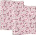 Cute Coquette Ribbon Bow Round Ring Binders 1.5 Inch 3 Ring Binder with Clipboard Holds 200 Sheets Office Home School