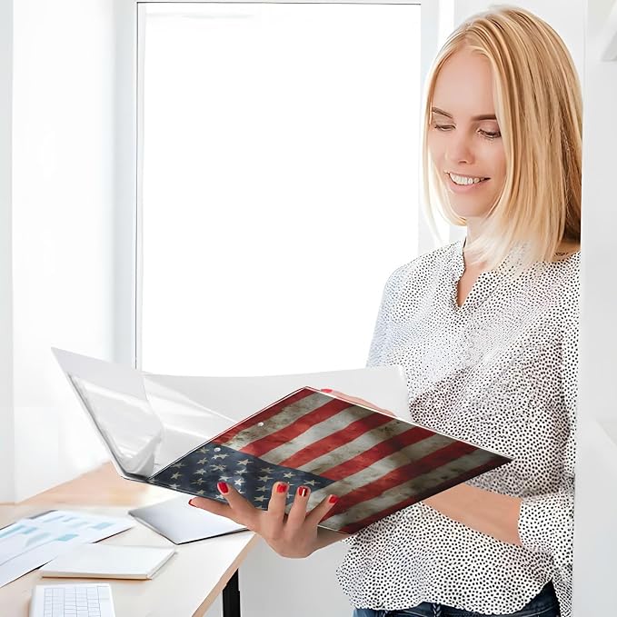 ALAZA 3 Ring Binder American Flag Us Patriotic Flag Clipboard Round Ring Binder Holds 1.5 Inch Three Rings Binder Heavy Duty Binders for School Office Supplies, 1Pack
