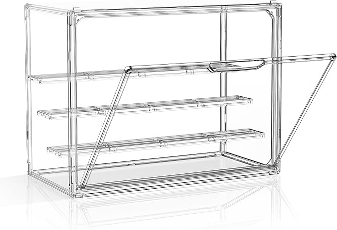 Acrylic Display Case for Collectibles 4 Layer Adjustable Figure Display Cases Large Clear Stackable Figurine Case Box with Magnetic Door & Shelves Hobby Showcase Display Box (1 Pack)