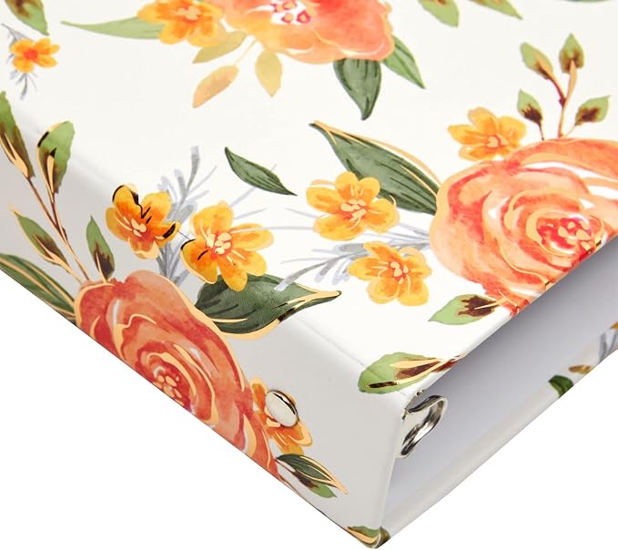 2 Pack Colorful Floral 3 Ring Binder with 1.5 Inch Rings, Decorative File Folder for Office Supplies, Planner, Portfolio, 250 Sheet Capacity (11.5 x 10.5 in)