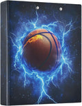 3 Ring Binders Lightning Basketball 1.5 Inch Round Ring Binders with Pockets Decorative Clipboard Binder Holds 200 Sheets View Binder for Home School Office,1 Pack