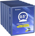 COMIX Sturdy 0.5 Inch 3 Ring Binder with Clear View Cover | 0.5"Heavy Duty Round Ring,PVC-Free Board,Holds 100 Letter Sheets,Wholesale for Offices & Classrooms,6 Pack (Dark Blue)