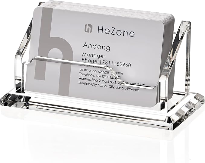 HeZone Acrylic Card Holder Clear Horizontal Business Card Organizer Stand for Desk 1 Slots Business Cards Stand for Women and Men,Office Desk Accessories,Organize 50 Cards-1 Pack