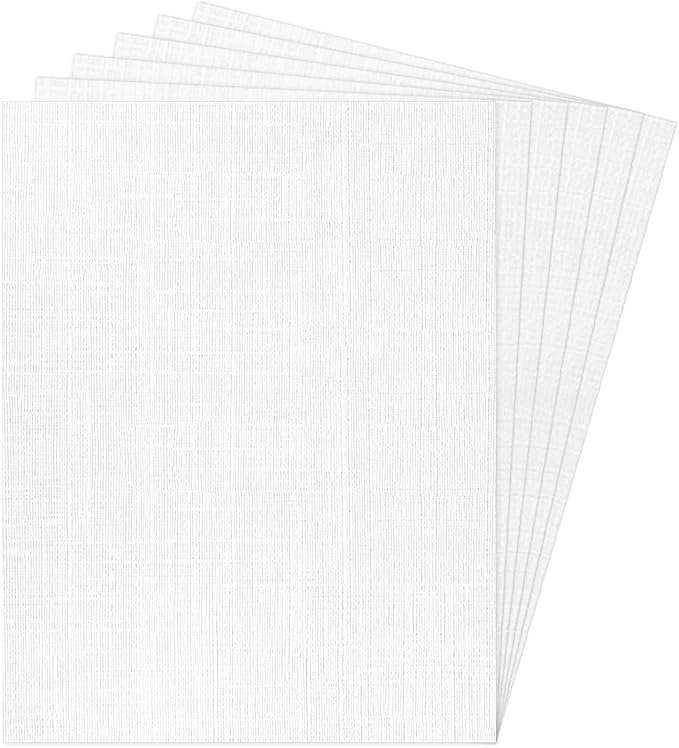 8.5x11 Linen Cardstock Textured Paper White 100lb | Goefun Heavy Duty Linen Letter Paper, Thick Card Stock White Printable for Invitations, Resume, Letter, Cardmaking, 100 Pack