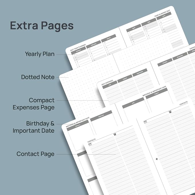 POPRUN 2027 Small Daily Planner One Page Per Day,Pocket Size Daily Calendar