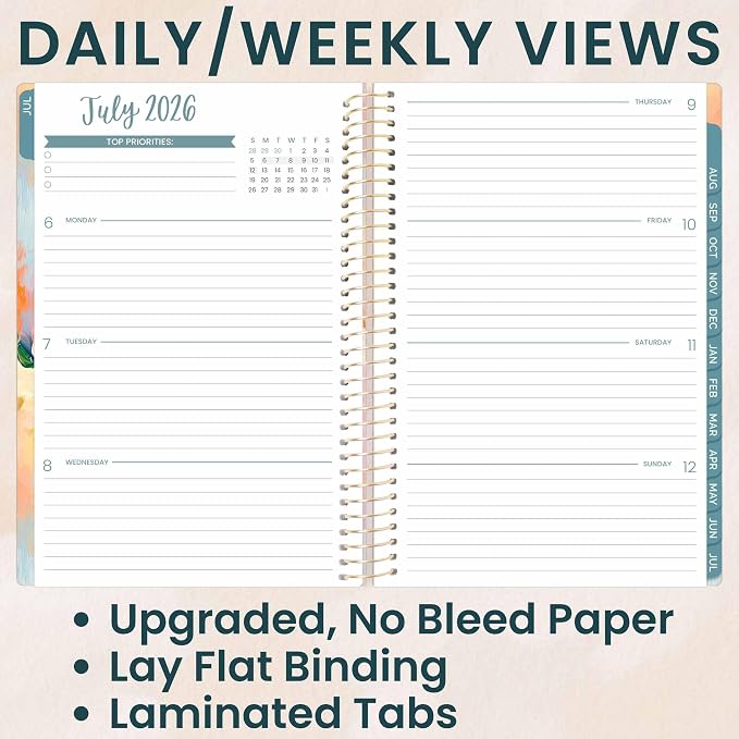 bloom daily planners 2026-2027 Planner - Academic Year (July 2026 - July 2027) Monthly & Weekly Soft Cover Planner for Women - 13 Month Calendar Agenda Book with Stickers - 5.5" x 8.25" - Painted Peonies