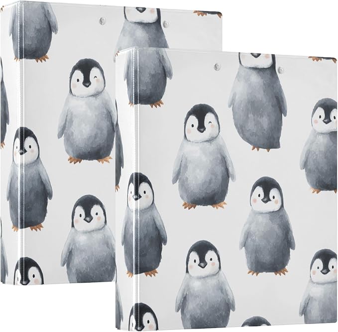 3 Ring Binder Black Penguin 1.5 inch Binders Three Ring Binders with Clipboard Fit 8.5'' x 11'' Paper 3 Interior PVC Clear Pockets for Office Supplies