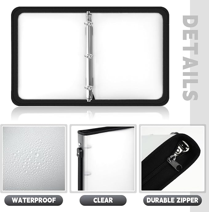 Teling 8 Pcs 2 Inch Zipper Binder 3 Ring Organizer, White | Secure Zipper Closure, Refillable 3 Ring Design, Handle Carry, Fits Letter Size Papers for School, Office and Projects