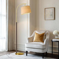 G-SAFAVA Real Wood Floor Lamps for Living Room Bedroom, 62.5" Mid Century Modern Lamp Gold Standing Tall Arc Lamps with Foot Switch, Floor Lamps for Nursery Office Decor Corner Reading Room Light