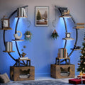 DWVO Tall Bookshelf with LED Light | Artistically Designed Moon Arched Bookcase, Cats Litter Box, Corner Display Shelf, For Home Office, Bedroom