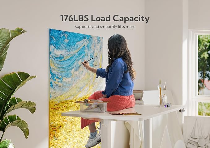 Claiks Electric Height Adjustable Standing Desk, 35x20 Inch, White | Smooth Height Adjustment, 3 Memory Presets, Cable Management Hub&Hook, Stable Steel Frame, 176lbs Capacity, Easy Assembly