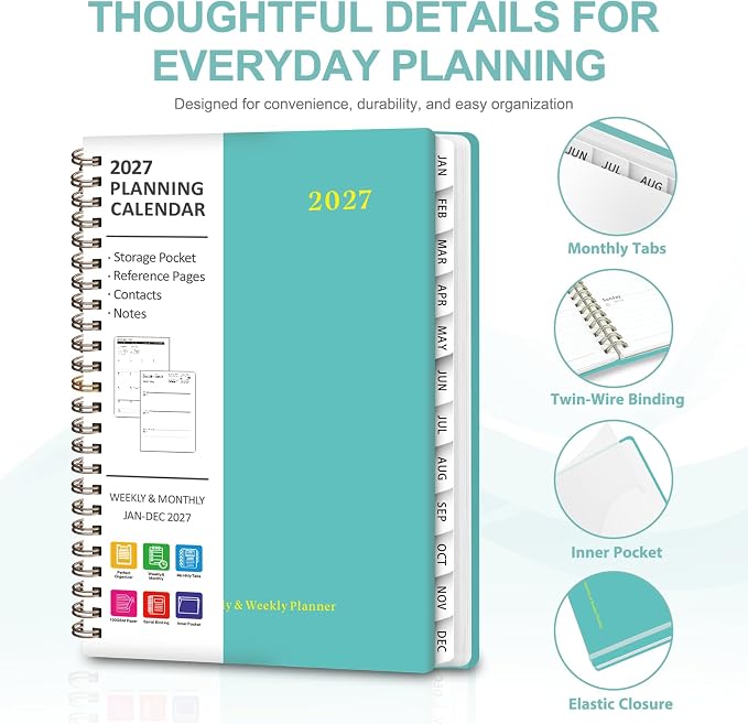 2027 Planner, Weekly and Monthly Calendar Planner Book, A5(6.3'' x 8.5'')