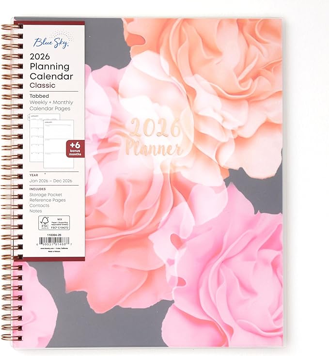 Blue Sky 2026 Weekly & Monthly Planner Calendar, 8.5"x11", Joselyn