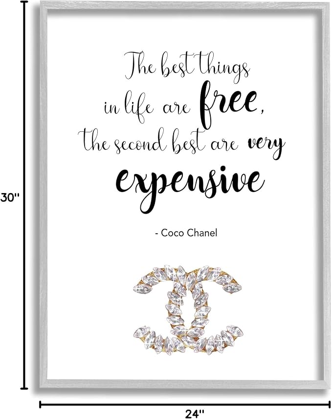 'Best Things In Life Fashion Phrase'| Framed Giclee Art | Stupell Industries | Gray, 24 x 30 Inches, Easy to Hang and Sturdy, Made in USA, by Ziwei Li