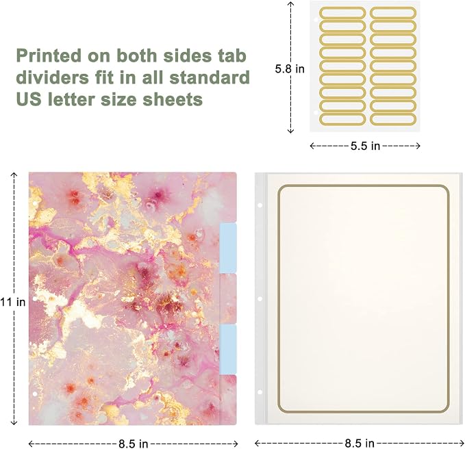 Rouidr 3 Ring Binder with clipboard, 1 inch 8.5 x 11 in Letter Size View Binders Organizer with Dividers Tabs & Clear Sleeves, School Supplies, Office Supplies