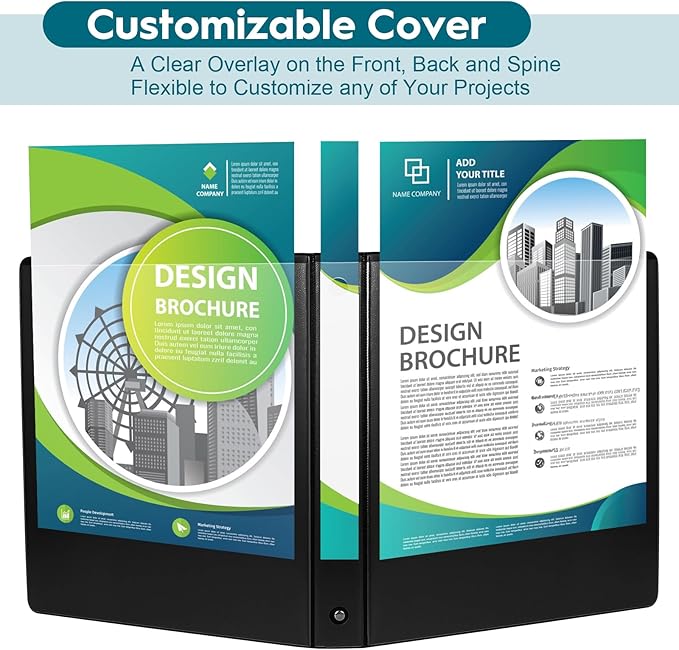 0.5'' Economy 3-Ring Binders, 1/2 Inch Round Rings, 100 Sheet Capacity, ClearVue Presentation View, Non-Stick, Bulk Pack of 12 (Black - 12 Packs)