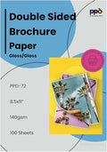 PPD 100 Sheets Inkjet Glossy Brochure and Flyer Paper 8.5x11 37lbs 140gsm Professional Quality Double Sided Instant Dry and Water-Resistant (PPD-72-100)