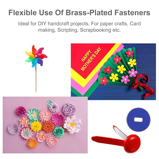 Mudder 100 Pieces Brass Paper Fasteners Paper Brads, and 300 Pieces Washers with Hole Punch for DIY Craft Scrapbooking School Supplies(3/4 Inch Long,Multicolor)