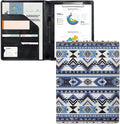 Dreaweet Aztec Print Padfolio Clipboard Folder Native American Ethnic Tribal Geometric PU Leather Portfolio Organizer Binder with Card Holder Board A4 Letter Size Notepad