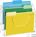 DINGHUO Acrylic Hanging Wall File Folder Organizer for Desk, Clear 3 Tier Document Paper Magazine Holder for Home, Office Organization, School - 1 Pack