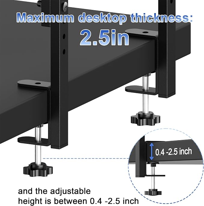 2-Tier Desk Shelf | Desk Organization Expandable Clamp on Desk Shelf Desktop Accessories for Offices and Game Rooms (Wood)