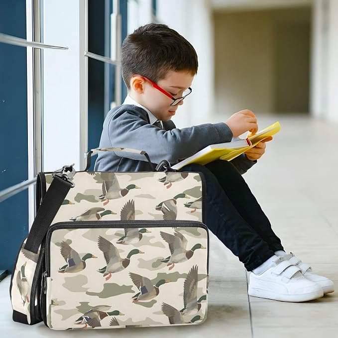 Wild Duck Background 3 Ring Binder Bag 1.5 inch Binder Organizer with Zipper Shoulder Strap 500 Sheet Documents Storage for School Office